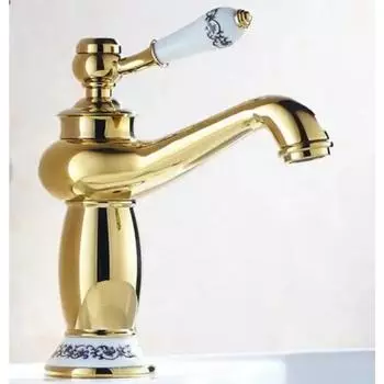 Смеситель для ванной комнаты, отделка античной бронзой, латунная раковина, раковина из твердой латуни, смесители для воды с одной ручкой, кран для ванны ELFCT001 золотой
