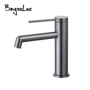 Смеситель для ванной комнаты с одной ручкой, устанавливаемый на бортике, керамический смеситель для горячей и холодной воды, Bagnolux Gun, серый, латунь, новый стиль матовый черный