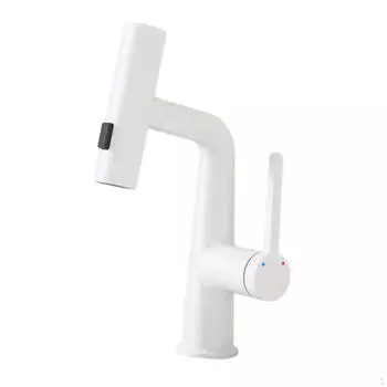 Смеситель для ванной комнаты с выдвижным душем, смеситель для раковины, 3 режима подачи воды: мойка и холодная вода White