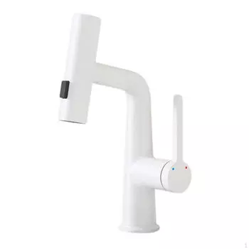 Смеситель для ванной комнаты с выдвижным изливом, аксессуар для раковины, 3 режима подачи воды, унитаз White