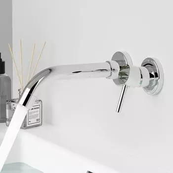 Смеситель для ванной комнаты, смеситель для раковины, раковина, матовый черный, горячая и холодная вода, настенный излив для ванны с современной ручкой-рычагом