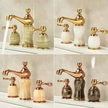 Смеситель для ванной комнаты, золотой мраморный смеситель для раковины, латунный смеситель, роскошный смеситель для раковины, смеситель для горячей и холодной воды для душа, смеситель для раковины