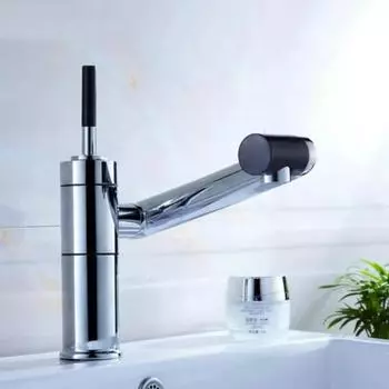 Смеситель для ванной Lucky Cat Style с хромированной отделкой, поворотным изливом на 360 градусов, смеситель для ванной комнаты с одной ручкой, для горячей и холодной воды ML-2740