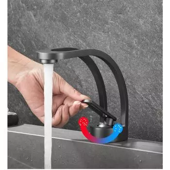 Смеситель для воды в ванной комнате, черный/серый смеситель для умывальника, смеситель для горячей и холодной воды с одной ручкой black