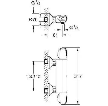 Смеситель Grohe Grohtherm 1000 хром 34550000