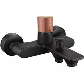 Смеситель Mexen Royo One черный, розовое золото 72231-76