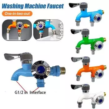 Смеситель с двойным выходом и двойным управлением, водопроводный кран, домашний шланг для ванны, фитинг для орошения, пластиковый разъем, универсальный интерфейс 1/2 дюйма синий