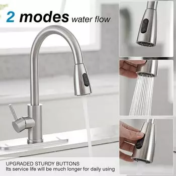 Смесители для кухни из нержавеющей стали, выдвижной кухонный кран для мойки, смеситель для палубы, распылительная головка для горячей и холодной воды