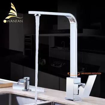 Смесители для кухни, латунный смеситель для кухонной мойки, поворотный смеситель на 360 градусов, смеситель с одним держателем, одно отверстие, черный смеситель 7115