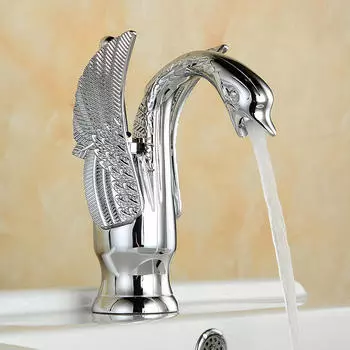 Смесители для раковины Design Swan Faucet Позолоченный и белый Смеситель для раковины Hotel Luxury Copper Gold Смесители для горячей и холодной воды