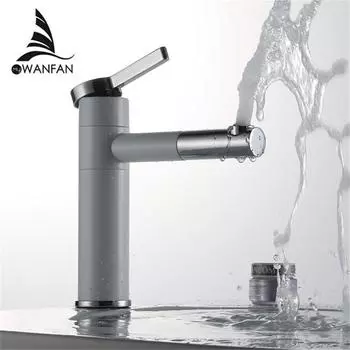 Смесители для раковины, латунный смеситель для ванной комнаты, смеситель для раковины, поворотный излив, смеситель для раковины белого цвета, монтируемый на бортике LT-701A