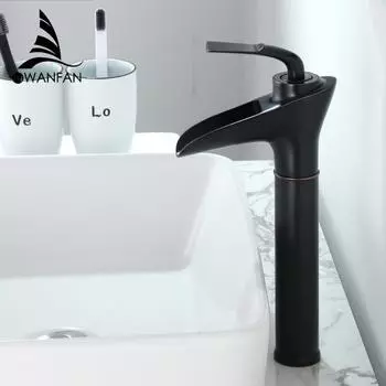 Смесители для раковины Водопад Черный Бронзовый Смеситель для ванной комнаты Смеситель для раковины с одной ручкой Смеситель для ванны Латунный кран для раковины 855803