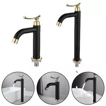 Смесители для раковины в ванной комнате, черный и золотой, одинарный кран для холодной воды, однорычажный смеситель для горячей и холодной воды из нержавеющей стали