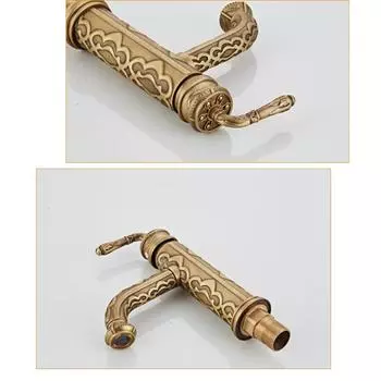 Смесители для раковины, винтажный антикварный смеситель для ванной комнаты из твердой латуни, одна ручка, поворотный на 360 градусов излив, смеситель для раковины с горячей и холодной водой Brass