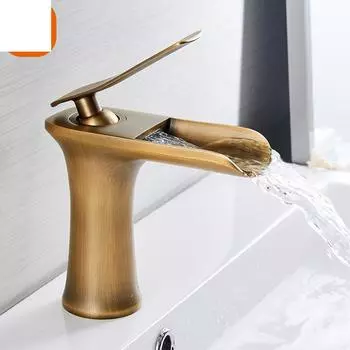 Смесители для раковины, водопад, смеситель для ванной комнаты, смеситель для раковины с одной ручкой, антикварный смеситель для ванны, латунный кран для раковины, серебро 6009