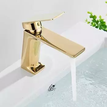 Смесители для раковины, золотой латунный смеситель для ванной комнаты, смеситель для раковины с одной ручкой, одно отверстие золотой