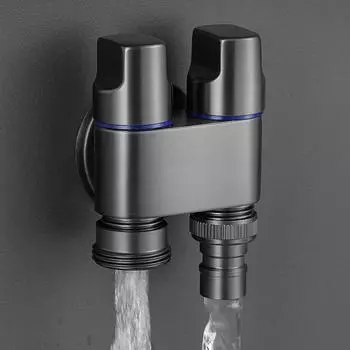 Смесители для стиральной машины, кран из нержавеющей стали, двойной клапан остановки воды, быстро открывающийся угловой клапан, настенный кран для унитаза серебряный