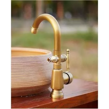 Смесители для умывальника Полностью медные антикварные одинарные смесители для холодной воды на открытом воздухе Смесители для парка Смесители для балкона один в два Смесители для раковины tapA
