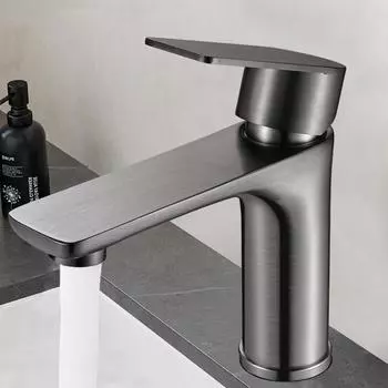 Смесители для ванной из черной утолщенной нержавеющей стали с пузырьковым смесителем для горячей и холодной воды, установка на раковину