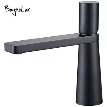 Смесители для ванной комнаты, черные, латунные, с одним отверстием, одной ручкой, с вращением на 360 градусов, для раковины с горячей и холодной водой