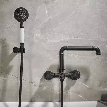 Смесители для ванны, черный комплект для душа, белый комплект для душа, смеситель для ванны, двойной настенный смеситель для душа 20E01 чёрный