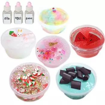 Smile Company 6 видов случайных коробок для слаймов ручной работы + Acti + Renew + растворитель, 1 комплект популярных корейских игрушек