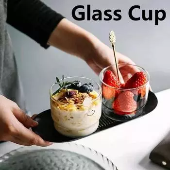 Smile Glass Cup Cute Transparent Drinkware Stackable Ins Korean Style Bottle Breakfast Drinking Cups Coffee Utensil Couple Mug 300ml