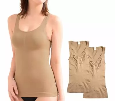 Smile LaLa Beige L 2 Piece Set Tank Top Correction Underwear Shapewear Compression Posture Correction Compression Inner Power Net Underwear Tank Top