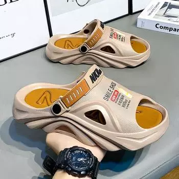 Smile Pop Casual Men Clogs Slippers Band Summer Slippers Outdoor Non-slip Beach Cozy Men Shoes Soft EVA Home Breathable Slippers 39-40 чёрный