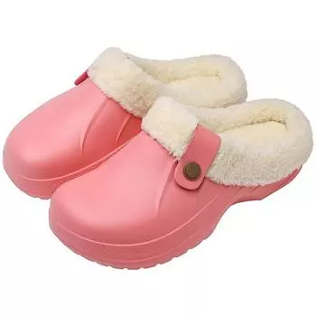 Smile Pop Fur Clogs Тапочки для женщин Классические зимние водонепроницаемые домашние тапочки для женщин с мягкой обувью Обувь для сада из ЭВА 35-36