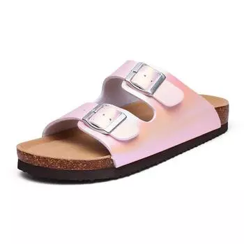 Smile Pop New Summer Women Slipper Non-slip Wear-resistant Slipper Fashion Gradient Women Beach Women Clogs With Double Buckles 36