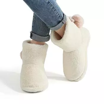 Smile PoP Симпатичные плюшевые женские зимние сапоги Hairball Классические женские домашние сапоги Домашние пушистые женские сапоги Нескользящая женская обувь 36