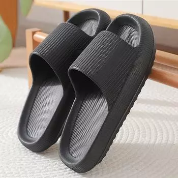Smile Pop Summer Simple Style Thick Sole Slippers Indoor Casual Slippers Men Non-slip Bathroom Shoes Men Breathable Sandals 36-37