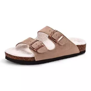 Smile PoP женские замшевые мюли из пробки зимние пушистые мужские туфли-сабо классические противоскользящие уличные тапочки-сабо с поддержкой свода стопы 37