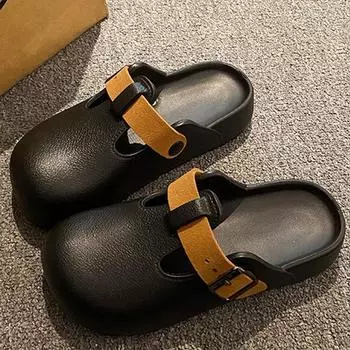 SmilePoP Новые женские клоги, садовые тапочки, уличные EVA пляжные тапочки, легкие, легко моющиеся, кухонные туфли с пряжкой, шлепанцы на плоской подошве 36-37