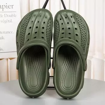 SmilePoP Новые мужские тапочки Классические мужские сабо Садовая обувь Нескользящие пляжные тапочки Cloud Летние сабо Мягкие EVA отверстия Обувь 37