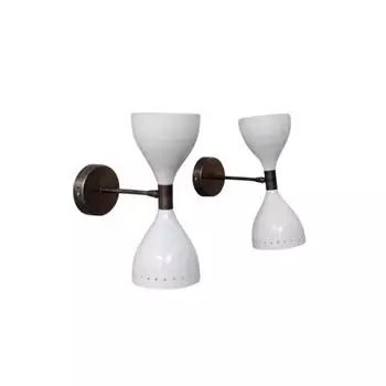 Smirnova Style 2 Light Итальянский настенный светильник - Ручная работа, латунный, в стиле середины века