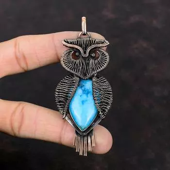 Smithsonite Pendant Copper Wire Wrapped Pendant Gemstone Pendant Very Pretty Copper Jewelry Handmade Owl Pendant Wire Wrap Jewelry For Gifts