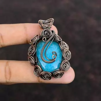 Smithsonite Pendant Copper Wire Wrapped Pendant Natural Gemstone Pendant Copper Jewelry Handmade Pendant Wire Wrapped Jewelry Gift For Him