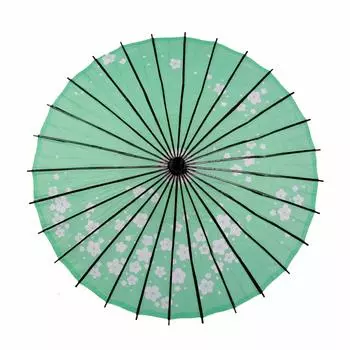 Smiti Japanese Paper 84cm Plum Blossom Black Ribs Umbrella, Parasol, Oil-Painted, Diameter, Design, Green,