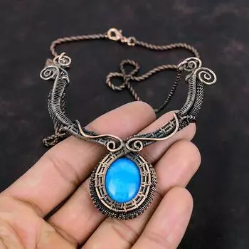 Смитсонитовое ожерелье, ожерелье из медной проволоки, медные украшения ручной работы, оригинальное ожерелье с драгоценными камнями, подарки для друга, ювелирные изделия из проволочной обмотки