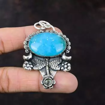 Смитсонитовый кулон из стерлингового серебра 925 пробы, ювелирные изделия ручной работы, подвеска из драгоценного камня высшего качества, серебряный ювелирный подарок для жены, ювелирные изделия в виде стрекозы