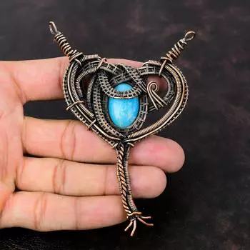 Смитсонитовый кулон Медная проволока Обернутый кулон Ювелирные изделия из драгоценных камней Дизайнерский кулон Ручной работы Подвеска в стиле бохо Медная проволока Ювелирные изделия Подарок на годовщину