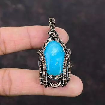Смитсонитовый кулон, подвеска из медной проволоки, ювелирные изделия из Смитсонита, подвеска из натурального драгоценного камня, приличный кулон ручной работы, медные украшения для подарка