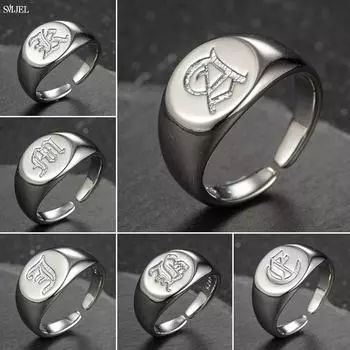 SMJEL готические кольца с инициалами и буквами серебряного цвета, древние старые английские кольца с алфавитом, персонализированные ювелирные изделия, семейные рождественские подарки resizable&Gold-color