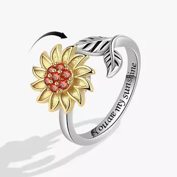 SMJEL кольцо с подсолнухом, анти-спиннер для беспокойства, антистрессовое кольцо, вращающееся кольцо для женщин, подарок для дочери, модные вращающиеся ювелирные изделия 2023