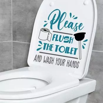 Смойте унитаз ПВХ наклейки для унитаза Креативные наклейки для туалета Съемные ПВХ водонепроницаемые самоклеящиеся наклейки синий