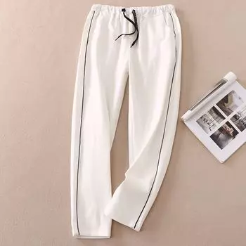 Smoke Tube D57 400 Slim Looking High Waist Cropped Casual Pants White 2XL