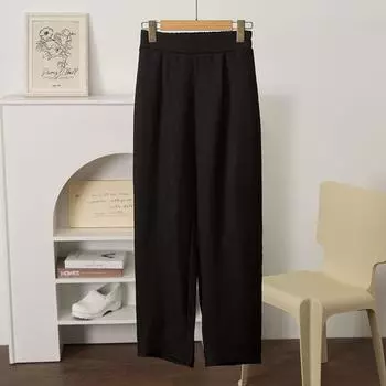 Smoke Tube Ultra-Thin Non-Stuffy High Waist Loose Ankle-Length Pants Black M