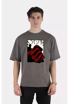 Smoked 100% Cotton Crew Neck Oversize T-shirt One Punch Man - Saitama